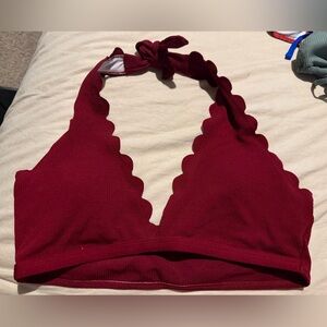 SHEIN Red Scalloped Edge Bikini Top & Bottom